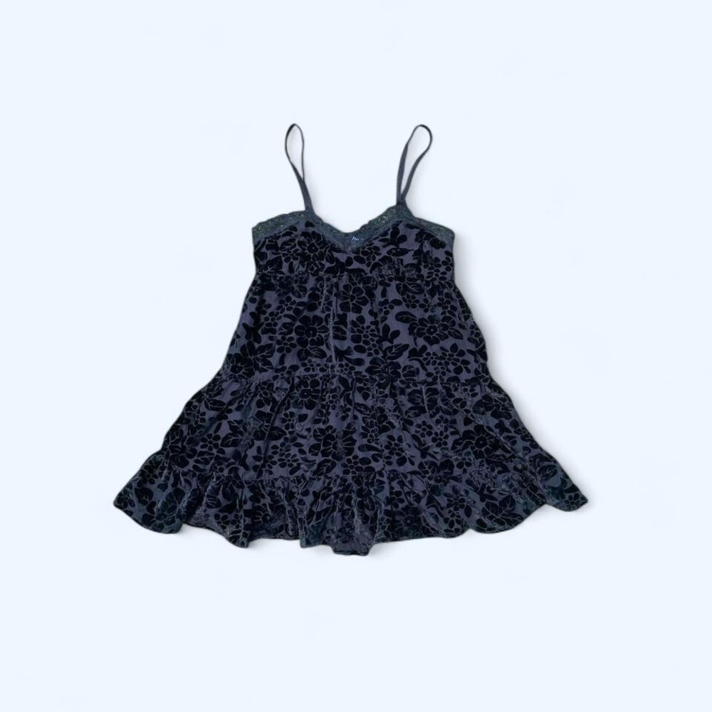 Velvet Floral Embossed Babydoll Dress size S by Angie